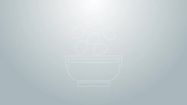 Mavi çizgi tohumları gri arkaplanda izole edilmiş vazo simgesinde. 4K Video hareketli grafik canlandırması