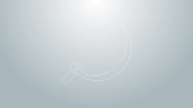 Mavi çizgi simgesi gri arkaplanda izole edildi. Kanca işaretini topluyorum. 4K Video hareketli grafik canlandırması