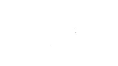 Siyah çizgi Scythe simgesi beyaz arkaplanda izole edildi. Mutlu Cadılar Bayramı Partisi. 4K Video hareketli grafik canlandırması