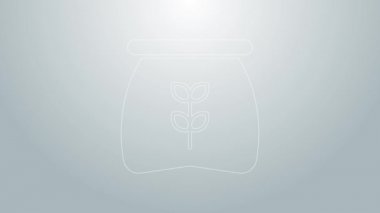 Mavi çizgi, gri arkaplanda izole edilmiş un ikonu. 4K Video hareketli grafik canlandırması