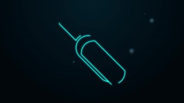 Parlayan neon hattı kepçe un simgesi siyah arkaplanda izole edildi. 4K Video hareketli grafik canlandırması