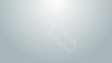 Mavi çizgi kepçe un simgesi gri arkaplanda izole edildi. 4K Video hareketli grafik canlandırması