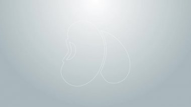 Mavi çizgi fasulye simgesi gri arkaplanda izole edildi. 4K Video hareketli grafik canlandırması