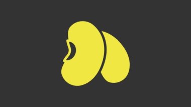 Sarı Fasulye simgesi gri arkaplanda izole edildi. 4K Video hareketli grafik canlandırması