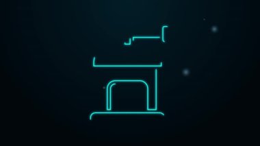 Parlak neon hattı Manuel kahve öğütücü simgesi siyah arkaplanda izole edilmiş. 4K Video hareketli grafik canlandırması