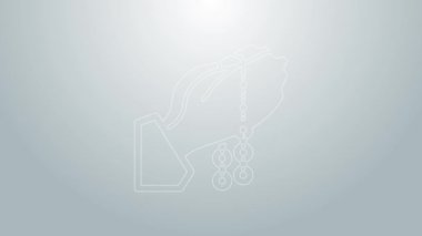 Mavi çizgi Eller dua pozisyonunda ve gri arka planda ikon izole edilmiş. Dua eden İslami Müslüman dini dindarlık. 4K Video hareketli grafik canlandırması