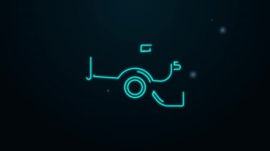 Parlayan neon hattı Ramazan topu simgesi siyah arkaplanda izole edildi. 4K Video hareketli grafik canlandırması