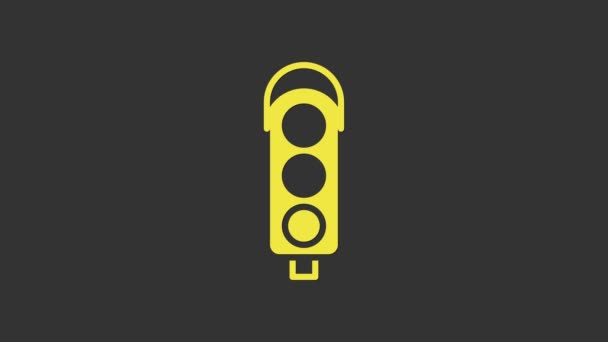 Geel pictogram Verkeerslicht geïsoleerd op grijze achtergrond. 4K Video motion grafische animatie — Stockvideo