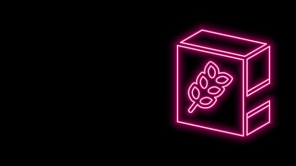 Glödande neon linje Mjöl pack ikon isolerad på svart bakgrund. 4K Video motion grafisk animation — Stockvideo