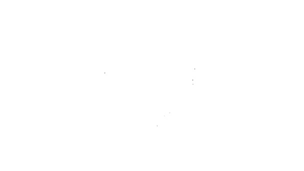 Línea negra Icono del tazón de harina aislado sobre fondo blanco. Ingredientes para hornear. Alimento orgánico saludable. Utensilios de cocina taza. Cocinar masa. Animación gráfica de vídeo 4K — Vídeo de stock