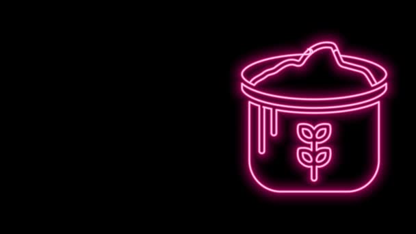 Glowing neon line Bag of flour icon isolated on black background. 4K Video motion graphic animation — Stock Video