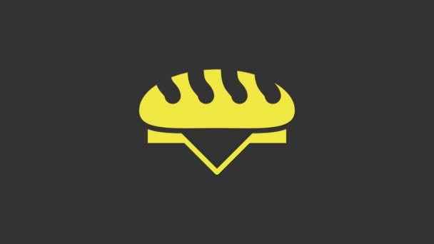 Icono de pan amarillo aislado sobre fondo gris. Animación gráfica de vídeo 4K — Vídeo de stock