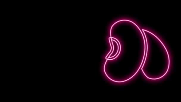 Brilhante ícone de linha de néon Feijão isolado no fundo preto. Animação gráfica em movimento de vídeo 4K — Vídeo de Stock