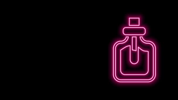 Ragyogó neon vonal Parfüm ikon elszigetelt fekete háttérrel. 4K Videó mozgás grafikus animáció — Stock videók