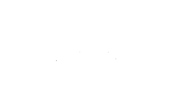 O homem muçulmano da linha preta reza no ícone do tapete isolado no fundo branco. Animação gráfica em movimento de vídeo 4K — Vídeo de Stock