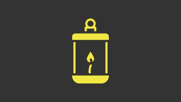 Žlutý ramadán Kareem lucerna ikona izolované na šedém pozadí. Grafická animace pohybu videa 4K — Stock video
