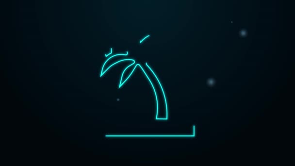 Línea de neón brillante Icono de palmera tropical aislado sobre fondo negro. Palmera de coco. Animación gráfica de vídeo 4K — Vídeos de Stock