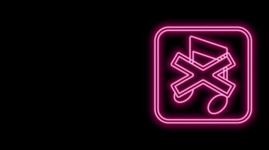 Parlayan neon hattı Hoparlör sessiz simgesi siyah arkaplanda izole edildi. Ses simgesi yok. Ses Kapalı sembolü. 4K Video hareketli grafik canlandırması