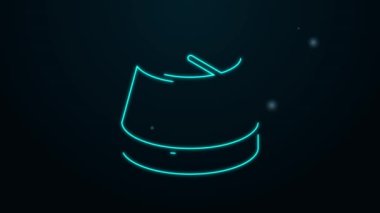 Parlayan neon hattı Türk şapka ikonu siyah arkaplanda izole edildi. 4K Video hareketli grafik canlandırması