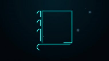 Parlayan neon hattı kutsal Kur 'an ikonu kara arka planda izole edildi. Müslüman bayramı, Kurban Bayramı, Kurban Bayramı, Ramazan Kareem. 4K Video hareketli grafik canlandırması