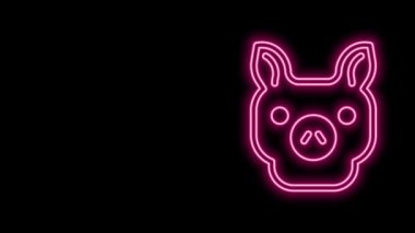 Parlayan neon hattı simgesi siyah arkaplanda izole edildi. Hayvan sembolü. 4K Video hareketli grafik canlandırması