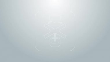 Mavi çizgi. Gri arkaplanda alkol ikonu yok. Alkol içmeyi yasaklıyorum. Bira şişesi camlı yasak sembol. 4K Video hareketli grafik canlandırması