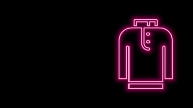 Parlayan neon hattı Shirt Kurta simgesi siyah arkaplanda izole edildi. 4K Video hareketli grafik canlandırması