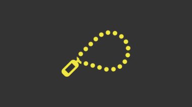 Sarı tespih, gri arka planda izole edilmiş dini simge. 4K Video hareketli grafik canlandırması