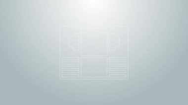 Mavi çizgi kağıt para yığını gri arka planda izole nakit ikonu. Para desteleri. Para birimi. 4K Video hareketli grafik canlandırması