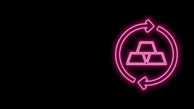 Parlayan neon çizgisi simgesi siyah arkaplanda izole edilmiş. Bankacılık işi konsepti. 4K Video hareketli grafik canlandırması