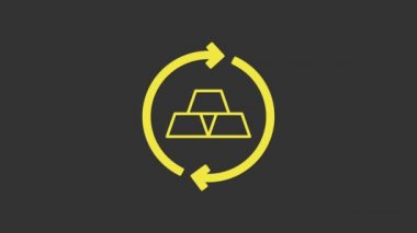 Sarı Altın Çubuk simgesi gri arkaplanda izole edildi. Bankacılık işi konsepti. 4K Video hareketli grafik canlandırması