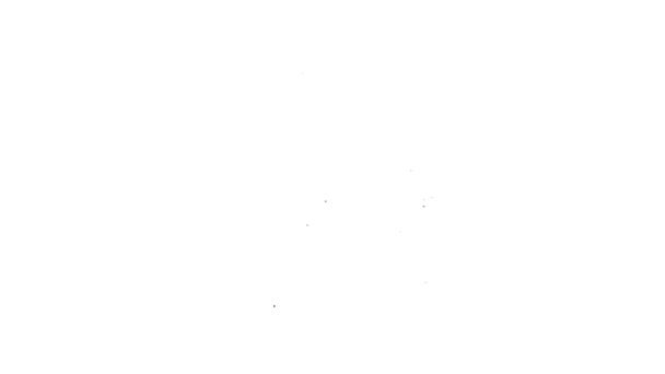 Linha preta Garrafa de vinho com ícone de vidro isolado no fundo branco. Animação gráfica em movimento de vídeo 4K — Vídeo de Stock