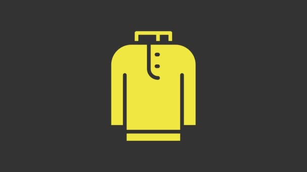 Ikona žluté košile Kurta izolované na šedém pozadí. Grafická animace pohybu videa 4K — Stock video