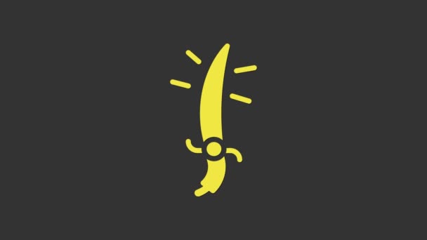 Žlutá arabská ikona šavle izolovaná na šedém pozadí. Grafická animace pohybu videa 4K — Stock video