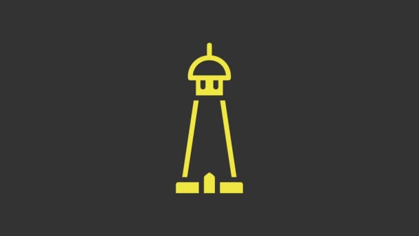 Sárga mecset torony vagy minaret ikon elszigetelt szürke alapon. 4K Videó mozgás grafikus animáció — Stock videók