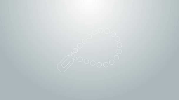 Modrá čára růženec korálky náboženství ikona izolované na šedém pozadí. Grafická animace pohybu videa 4K — Stock video