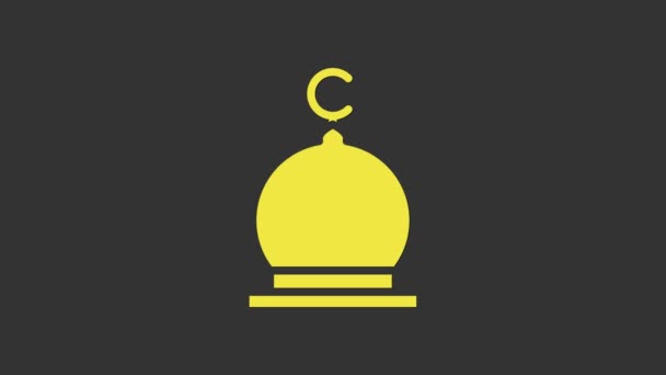 Yellow Muslim Mosque icon isolated on grey background. 4K Video motion graphic animation — Stock Video