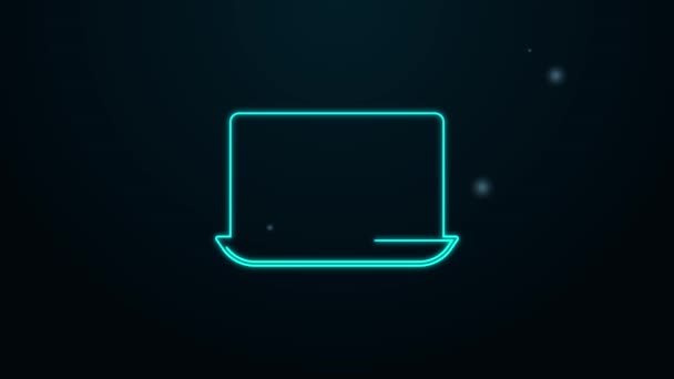 Linea neon luminosa Laptop con icona dollaro isolato su sfondo nero. Invio di denaro in tutto il mondo, trasferimento di denaro, online banking, transazione finanziaria. Animazione grafica 4K Video motion — Video Stock