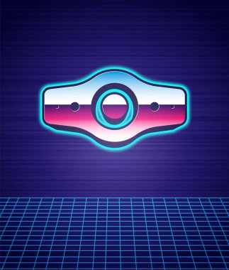 Retro stili güreş kemeri ikonu fütüristik manzara izole edilmiş. 80 'lerin moda partisi. Vektör