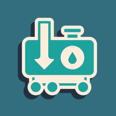 Yeşil arka planda ham petrol fiyatlarındaki yeşil düşüş izole edildi. Petrol endüstrisi krizi konsepti. Uzun gölge tarzı. Vektör