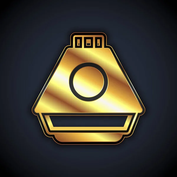 Gold Space capsule pictogram geïsoleerd op zwarte achtergrond. Vector — Stockvector
