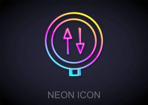 Világító neon vonal Útjelző kétirányú közlekedési ikon elszigetelt fekete háttér. Vektor — Stock Vector