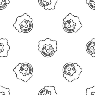 Gri çizgi palyaço baş simgesi beyaz arka planda kusursuz desen izole etti. Vektör