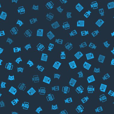 Klinik kayıt hayvanını monitöre, köpek kedisi için tıbbi sertifikayı köpek ilacı şişesini ve Cat 'i sorunsuz bir şekilde yerleştirin. Vektör