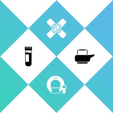 Test tüpünü kan, tomografi, çapraz bandaj sıvası ve lazımlık ile ayarla. Vektör