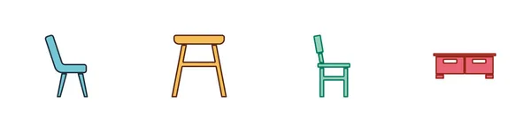 Set Sessel, Stuhl und Kommode Ikone. Vektor — Stockvektor