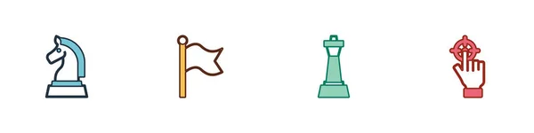 Sakk, zászló és célpont ikon beállítása. Vektor — Stock Vector