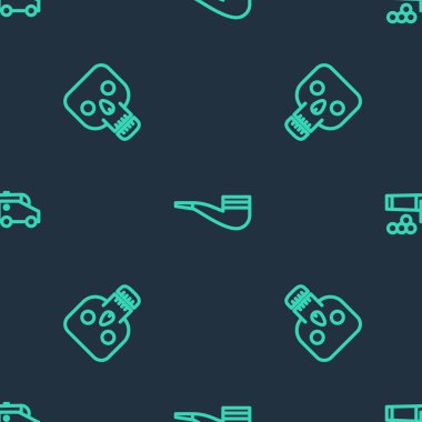 Hattı, dumanlı pipo, Kafatası ve Top gülleleri ile donatın. Vektör