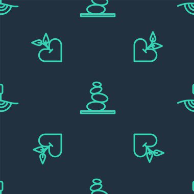 Yığın sıcak taşları, kalp ve akupunktur tedavisini kusursuz bir kalıba göre ayarlayın. Vektör