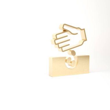 Beyaz arka planda izole edilmiş özel bir bitki simgesinin altın tohumları. 3d illüstrasyon 3B canlandırma